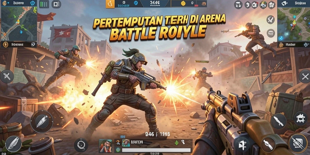 Tampilan gameplay 3446 dengan pertarungan seru di arena Battle Royale.
