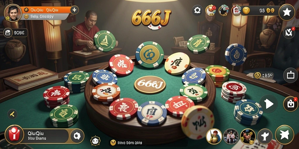 Tampilan menarik dari gameplay QiuQiu di 666J.