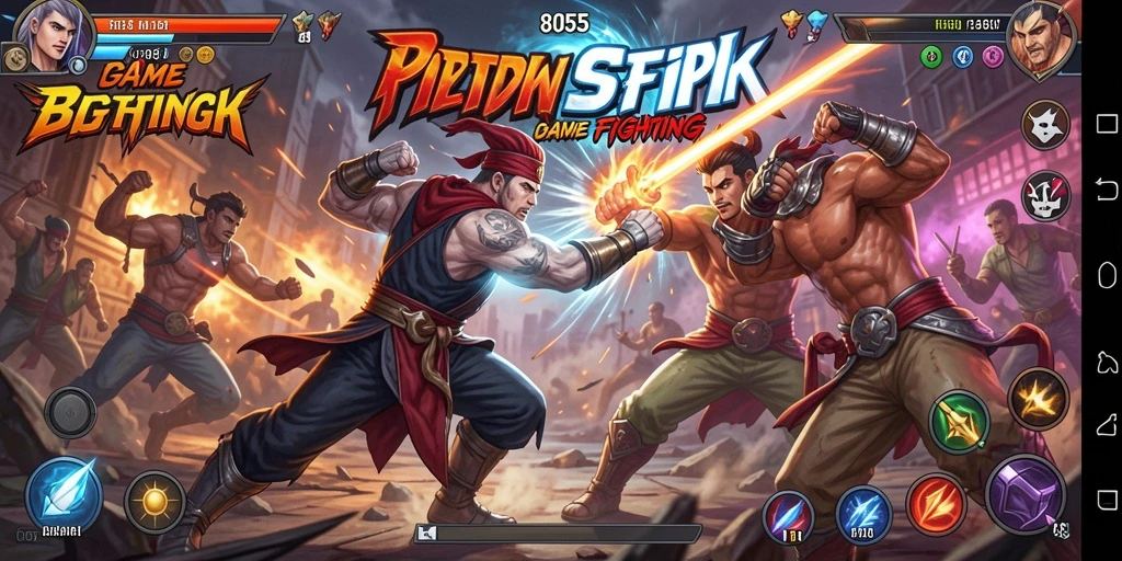 Screenshot utama 8055 yang menampilkan aksi pertarungan yang intens.