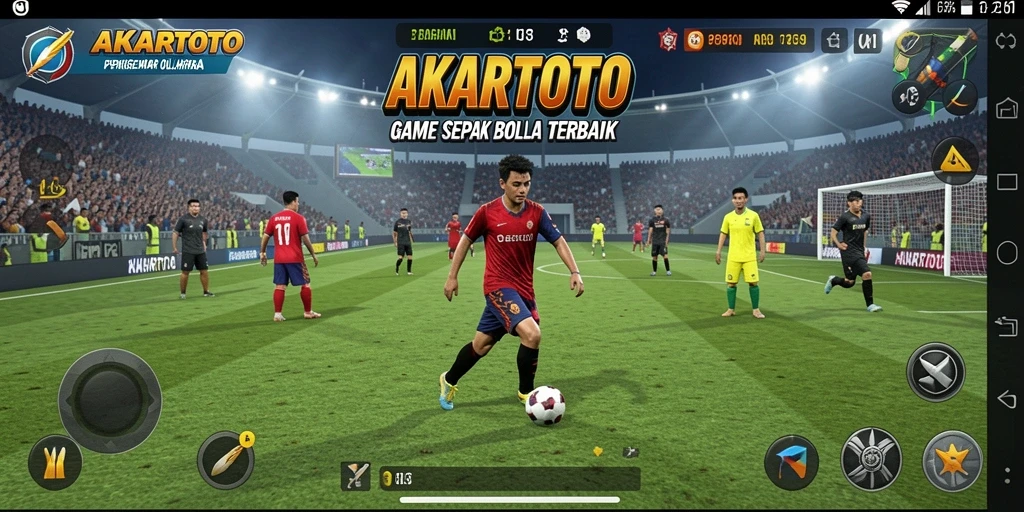 Tampilan gameplay AKARTOTO yang penuh aksi dan strategi sepak bola.