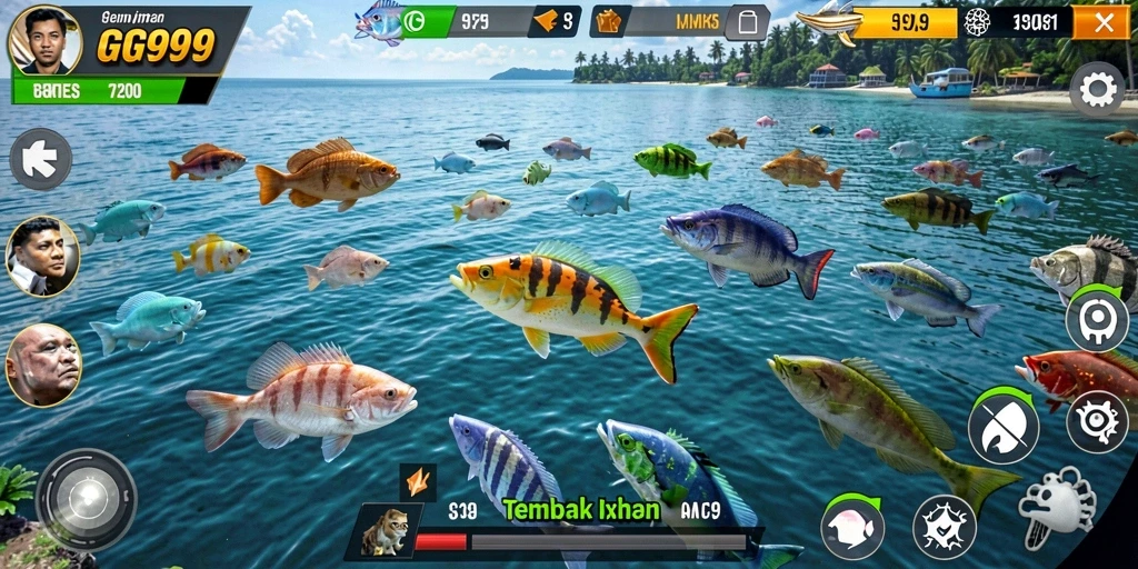 Gameplay GG999 yang seru dengan aksi menembak ikan.