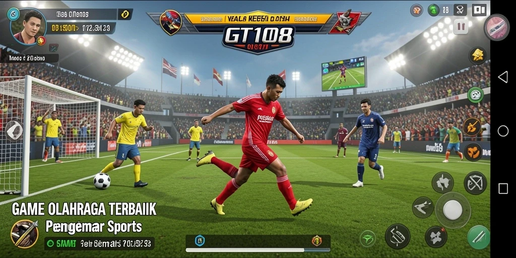 Screenshot gameplay GT108 yang menampilkan aksi olahraga mendebarkan.