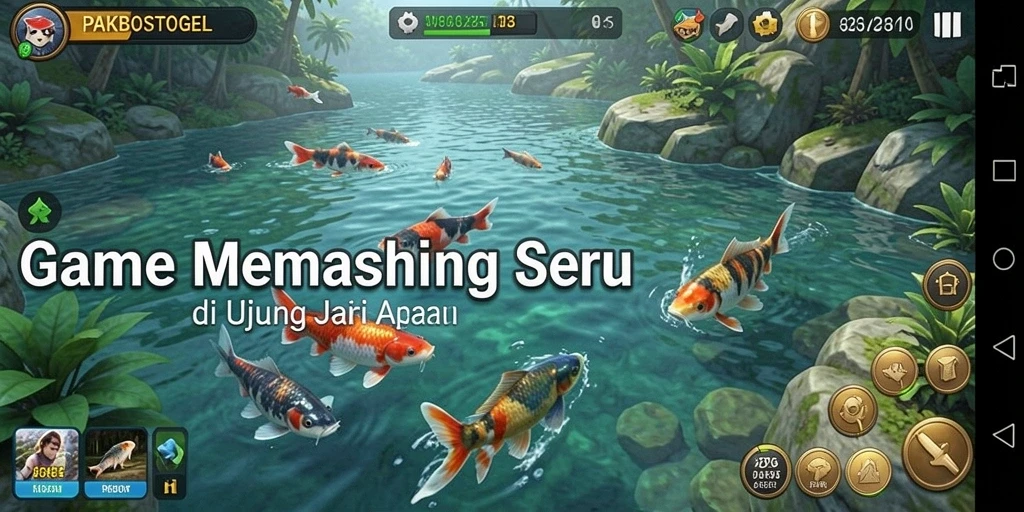 Tampilan gameplay seru PAKBOSTOGEL saat menangkap ikan.